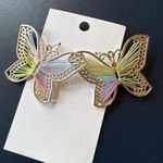 Unlisted Butterfly Colorful Rainbow Silver String Earrings Hook Statement Nature Photo 0