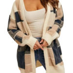 Hem & Thread  Eyelash Cardigan. Size Large. Checkered Motif Photo 0