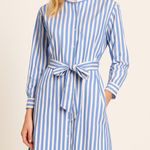 Club Monaco  Blue & White Striped Shirt Dress – Size L – NWT Photo 0