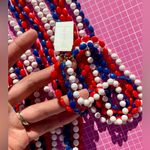 Tahari Elegant blue red white Beaded Necklace multi freestyle lightweight 90” Photo 8