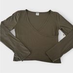 Athleta  Fast Track With Ease Rib Reversible
Wrap Top Dark Olive Size Medium NWT Photo 1