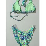Graffiti Airbrush Hearts Bikini Top and Bottoms Set XXS 💜✨ Green Photo 3