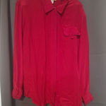 Tess Red Embroidered Collar Blouse, Women's Small Top, Elegant Cuffs, Vintage Photo 0