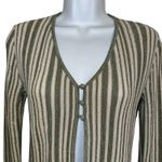 HOUSE OF HARLOW 1960 Striped Button Front Olive Green & Cream Metallic NWOT XS Photo 2