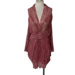 IRO  Canian Dress in Light Pink 40 New Womens Metallic Shirt Faux Wrap Mini Photo 4