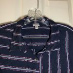 Dress Barn Navy Metallic Accent Striped Button Up Blouse 2X Photo 2