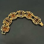 Vintage SARAH COVENTRY Wild Honey Amber Glass 7” Link Bracelet 44g. Gold Photo 6