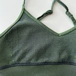 Alo Sports Bra Womens Small Yoga Seamless illusion Movement Strappy Back Gym Green Photo 3