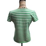 CHAPS Green White Striped V-Neck T-Shirt Cotton Blend Casual Summer Top Size L Photo 1
