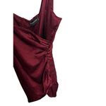 Pretty Little Thing NWT Dress Womens Sz 8 Burgundy Ruched Slip Chic Asymmetrical Photo 2
