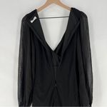 Rumor Womens‎ Size M Black Mesh Sheer Balloon Long Sleeve Faux Wrap Mini Dress Size M Photo 10