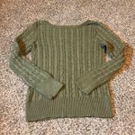 Eddie Bauer  Olive Green Cable Knit Long Sleeve‎ Sweater with Shoulder Buttons Photo 5