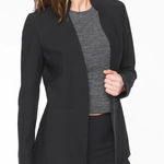Athleta Cosmic Blazer Size 16 Black Collarless Open Front Jacket Active Sporty Photo 0