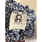 Figue Blue White Silk Off Shoulder Indian Boho‎ Blouse Top Shirt Medium M Photo 6