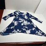 Clara SunWoo Blue White Floral Print Asymmetrical Tunic Blouse Top Women Small Photo 8