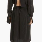 Vince  Silk Slit Back Shirtdress In Black Size Small Photo 1