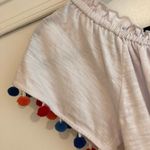 Off the Shoulder White Pom Pom Shirt Photo 3