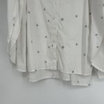 Lucky Brand Off The Shoulder Top White Silver Star Embroidered Button Up Size M Photo 4
