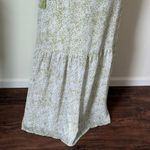 Aakaa Maxi Dress Wrap Green White Floral Print Tie Waist Tiered Skirt Size S Photo 2