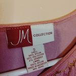 JM Collection  Size Small Nylon Pink Floral Flower Textured Short Sleeve Blouse Photo 5