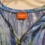 Elan  Womens Scrubs Top M Medium Bust 38” Blue Green Purple Print Scrub Photo 1
