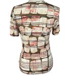 St. John  Small Top Yellow Label Short Sleeve Faux Wrap Abstract Stretch Pullover Photo 3