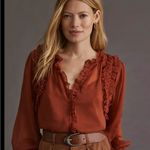 Free People Forever that girl Brown Ruffled Long Sleeve Blouse Photo 2