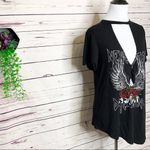 Papaya Never Stop Dreaming Oversized Deep V Neck Black Choker T-shirt Size Small Photo 4