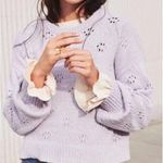 Madewell Sweater XXS Floral Pointelle Pullover Lavender Purple Balloon Sleeves Photo 0