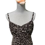 Ann Taylor Brown beige geometric silk  LOFT sheath knee-length dress 10P Photo 3