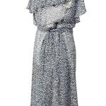 Christopher & Banks Womens Dress Size 8 Navy White Polka Dot Midi Length Sheer Photo 4