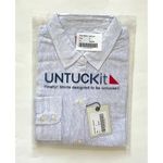 UNTUCKit Linen Striped Long Sleeve Blouse Shirt White Blue Size 6 NEW Photo 6
