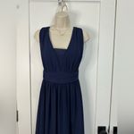 Lulus Heavenly Hues Maxi Dress Gown Deep V Modest Leg Slit Navy Blue Small Prom Photo 5