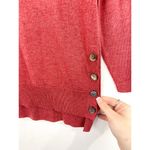 Chico's  Red Wide Neck Tunic Top size Small Step Hem Button Accent Photo 2