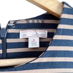 Gap Striped Black Tan Fit & Flare Mini Dress Pleated w/ Pockets 3/4 Sleeves Photo 3