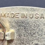 None Gold Tone Black Enamel Belt Buckle Leopard Skin Jasper Stone Made In USA 2 X 3" Photo 4