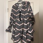 Figue $395 Chevron Striped Long Sleeve Mini Linen Dress Fairy Bohemian Resort XS Photo 1