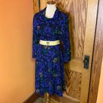 Vtg 80s cowl neck bright floral midi dress Purple Size M Photo 4