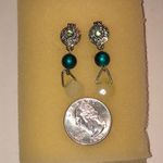 Elegant Silver Tone Yellow and Teal Beaded Boho Earrings Photo 2