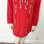prAna [] Red Embroidered Lahela Coverup Tunic Mini Dress Long Sleeves Sz Medium M Photo 7