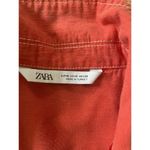 ZARA Red Short Sleeve Tie Front Cropped Shirt Women’s Size M Made in Turkey Photo 1