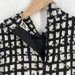 Anne Klein  Top Womens Medium Black White Mesh Lined Geometric Print Mock Neck Photo 9