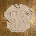 Apt. 9  Button Down Grey Stripped Long Sleeve Top Photo 0