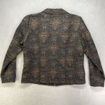Coldwater Creek  jacket womens L woven teal brown zip up batik art to wear granny Photo 6