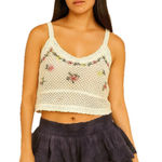 Rebellion Crochet Embroidered Crop Tank Top Size Large Cotton Festival Photo 0
