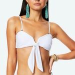 Ramy Brook  White Venus Tie Front Adjustable Sweetheart Swim Bikini Top Size S Photo 0