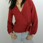 Madewell  Long Sleeve Crepe Wrap Top Red Photo 0