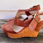 Franco Sarto A-Xenon cognac brown leather wedge sandals 8M Photo 2