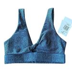 l*space L* Active Womens XS Do The Twist Sports Bra Teal Blue Croc Print Padded New Photo 0