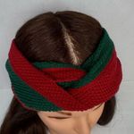 Gucci Web Knot Knit Wool Twist Red & Green Headband Made in Italy. Photo 3